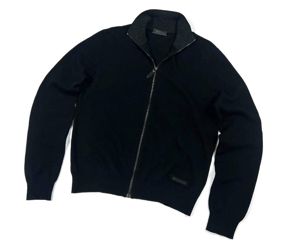 Auth Men's PRADA Milano Black Full Zip Lightweight Wool Sweater Size 48 S/M - Image 1 of 4