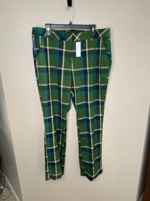 Pantalones a cuadros para mujer 7th Avenue New York & Co. 16 verde azul mezcla de poliéster nuevos con etiquetas Foto 1 de 4