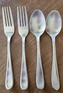 (4) Cambridge Malibu Satin 2-Salad Forks 6 3/4", 2-Teaspoons 6 1/2" Stainless - Picture 1 of 6