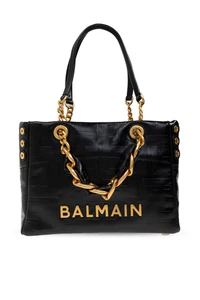 BALMAIN 1945 Soft Small $2650 Black Crackled Leather Tote Bag New & Authentic - Picture 1 of 4