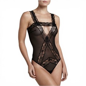 La Perla Studio Black Lace Sheer Mesh Bodysuit Thong NWT Size M Lingerie