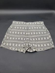 Gap Damen Shorts schwarz weiß strukturiert Blumen Ostern hoher Bund seitlicher Reißverschluss Gr. 6 - Bild 1 von 5