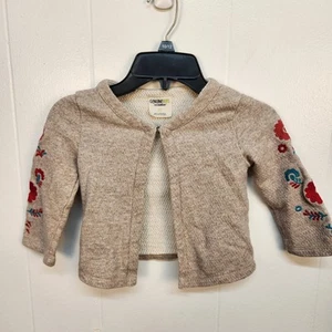 Genuine Kids OshKosh Cardigan Sweater 3T Beige Embroidered Floral Cotton Girls - Picture 1 of 10