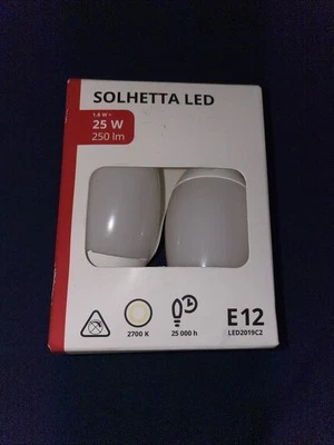 IKEA SOLHETTA LED bulb E12 250 lumen, chandelier/opal 2700 K (2-PACK) NEW - Image 1 of 2