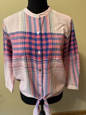 Camisa a cuadros rosa con botones Tommy Bahamas para mujer - S Foto 1 de 4