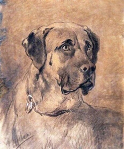 hand-painted Oil Painting Otto_Eerelman-English_Mastiff large breed a bulldog - Picture 1 of 2