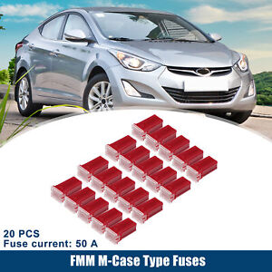 20 Pcs 50A Micro Cartridge Fuses Engine Inner FMM M-Case Type Fuses for Car