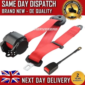 Universal 3 Point Seat Belts Safety Belt 4m Length Retractable Long Strap NEW - Picture 1 of 12
