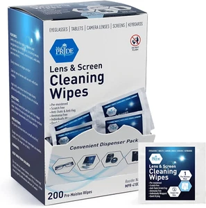 Lens and Screen Cleaning Wipes for Eyeglasses, Devices, Anti-Fog, Anti-Static, P - Picture 1 of 12