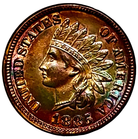 1885 Indian Head Penny, Choice Gem, Numismatic Rarity 7.9, Great Colors & Luster Cover