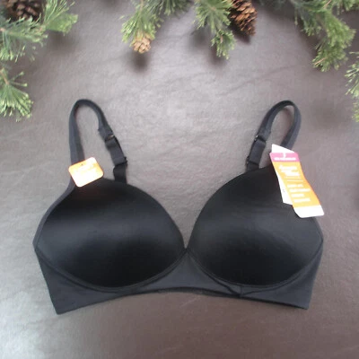 Warners Bra Size 34D Black Padded Wireless Adjustable Clasp Back New - Image 1 of 4