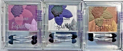 Paquete de 3 sombras de ojos y espejo Wet n Wild ~ I-Sparkle Flora tamaño completo color Foto 1 de 4