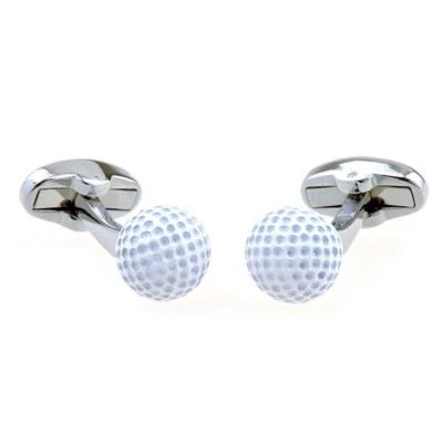 Pelota de Golf Blanco Par Gemelos Boda Novio Elegante Caja de Regalo y Paño de Pulido Foto 1 de 4