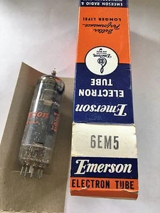 TUBO ELECTRON EMERSON TV/RADIO VINTAGE 6EM5/NUEVO STOCK ANTIGUO SIN PROBAR - Imagen 1 de 1