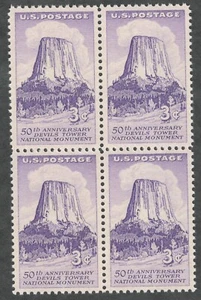 US. 1084. 3c. Devils Tower National Monument, Wyoming Ausgabe. Block 4. postfrisch. 1956 - Bild 1 von 1
