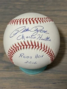 RARE PETE ROSE REDS HOF 2016 CHARLIE HUSTLE STAT SIGNED AUTO BASEBALL LCK - Picture 1 of 1