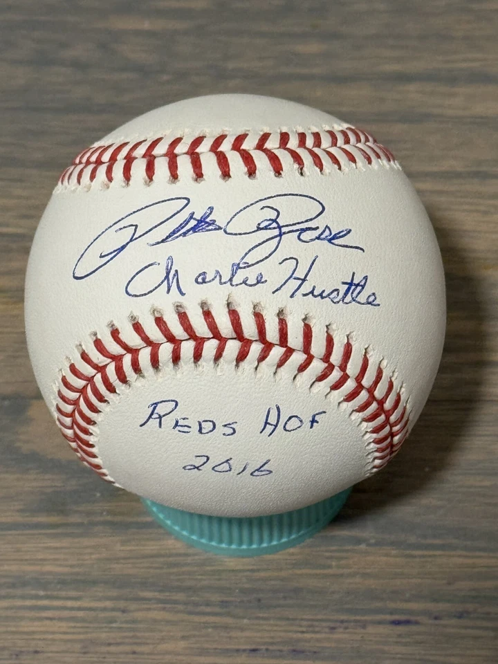 RARE PETE ROSE REDS HOF 2016 CHARLIE HUSTLE STAT SIGNED AUTO BASEBALL LCK - Image 1 of 1