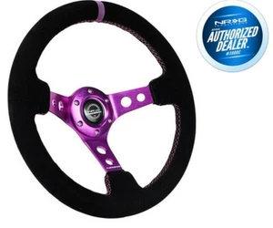 Nuevo volante de plato profundo NRG 350 mm negro gamuza púrpura centro RST-006S-PP - Imagen 1 de 3