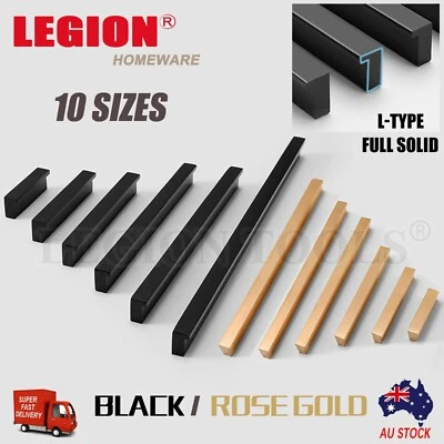 Kitchen Cabinet Door Handles L Bar Cupboard Lip Pull Drawer Handles Black / Gold - image 1 of 4