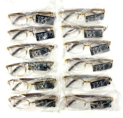 LOTE AL POR MAYOR DE 12 PIEZAS GAFAS DE SOL RECTANGULARES DE MEDIA LLANTA DELGADA IMITACIÓN MADERA RETRO Foto 1 de 4