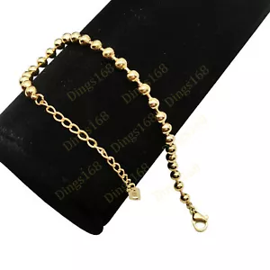 Brazalete de cadena de cuentas de 4 mm relleno de oro amarillo de 18 quilates inspirado en el diseñador extensor de 6"+2" - Imagen 1 de 2