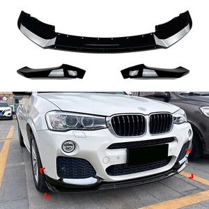 Front Bumper Spoiler Lip For BMW X3 F25 X4 F26 LCI M Sport 2014-2017 Gloss Black - Imagen 1 de 10