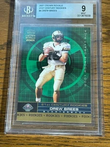 2001 Pacific CROWN ROYALE 21st Century Rookies #4 Drew Brees RC BGS 9 Pop 3 - Picture 1 of 1