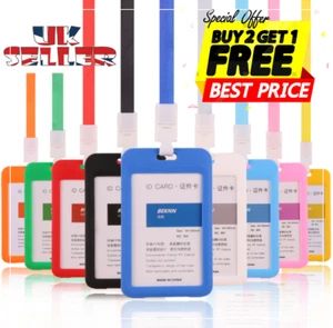 New Badge Portable Double-Sided Transparent Employee Plastic ID Card Holder UK - Picture 1 of 39