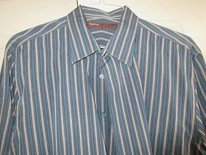 PerryEllis  , Size XXL , Men's Long Sleeve Shirt , 100% Cotton , Gray / Blue - Picture 1 of 6