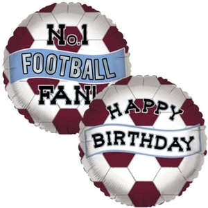 Claret & Blue Happy Birthday Football Fan 18" Foil Balloon Party or Decoration - Picture 1 of 1