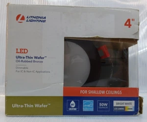 LED 4in. White 675 Lumen Oil-Rubbed Bronze Bright Lithonia Lighting Wafer Series - Picture 1 of 5