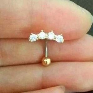 16g Circonita Cúbica Corona Piercing Ombligo,Flotante Naval Anillo Bonito Línea - Imagen 1 de 3