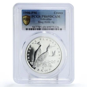Gibraltar 1 crown Preserve Planet Earth Shag Birds PR69 PCGS silver coin 1996 - Picture 1 of 2