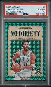 2023-24 Panini Mosaic Jayson Tatum /75 PSA 10 Gem 💎 Teal Notoriety Prizm #6 ☘️ - Bild 1 von 2