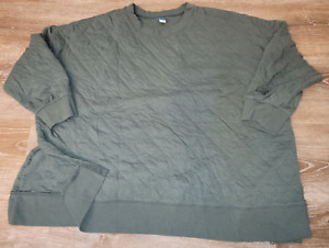 Old Navy Womens Quilted 3/4 Sleeve Sweatshirt Size 3X Army Green Cropped