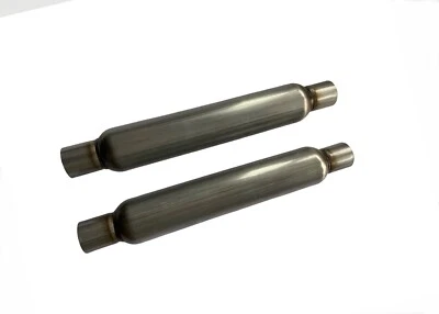 Two 2.5" In/Out Universal Glass Pack Exhaust Resonator Muffler 23"L - Image 1 of 4