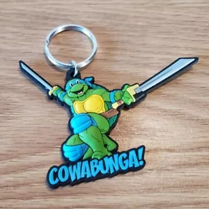 2014 TMNT Teenage Mutant Ninja Turtles Leonardo Cowabunga portachiavi in gomma M1 - Foto 1 di 7
