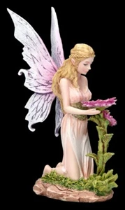 Elfen Figur - Florina kniet vor Blume - Fantasy Fee Blumenelfe Deko - Bild 1 von 7