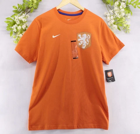 Nike Slim Fit Sz L Men's KNVB Dutch Netherlands Orange Short Sleeve T-Shirt NEW Cover