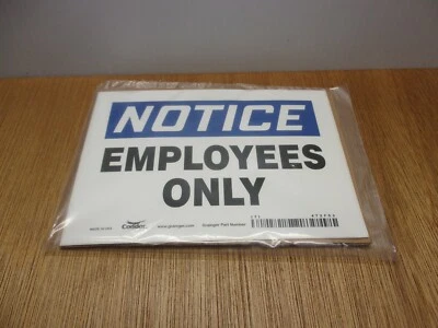 (Qty.2) NOTICE EMPLOYEES ONLY sign 5" X 7" Adhesive Backed Vinyl USA - Image 1 of 4