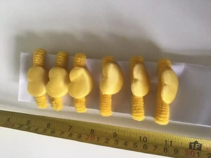 Original RETRO 80er VINTAGE 6 GELBE HERZ EMO WEICH Y2K MÄDCHEN HAARE BOMMELN SET FAB - Bild 1 von 5