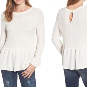 Velvet by Graham & Spencer Cream Gauze Peplum Blouse Size S - Imagen 1 de 7