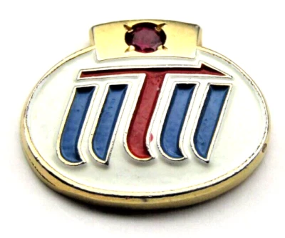 Vtg Railroad Pin United Transportation Union Badge Gold with Red Stone Accent - Image 1 of 3