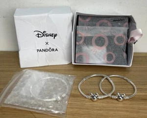 Set Of 3 Small Mickey Mouse Icon Snake Chain Bracelets by Pandora–Sterling *READ - Picture 1 of 12