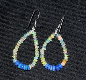 Argento Sterling 925 Pendente Orecchino Etiope Opale Gemma Perline Orecchini - Foto 1 di 6