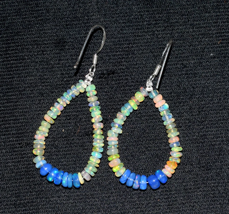 Argento Sterling 925 Pendente Orecchino Etiope Opale Gemma Perline - Immagine 1 di 4