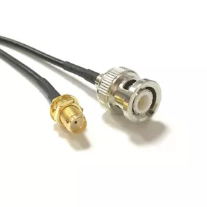 BNC male plug to SMA female bulkhead RF coax cable RG174 20cm 8" for CCTV radio - Picture 1 of 6