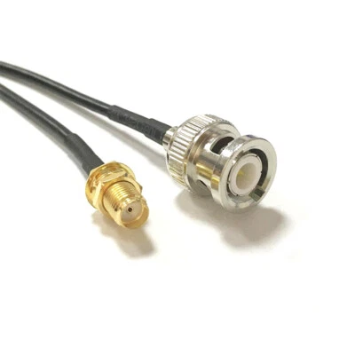 BNC male plug to SMA female bulkhead RF coax cable RG174 20cm 8" for CCTV radio  - Image 1 of 4