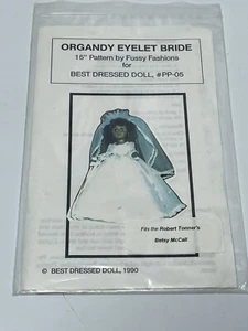 Organdy Eyelet Bride 15" Doll UNCUT  Pattern Wedding Dress fits Betsy McCall  - Picture 1 of 2