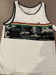 Quiksilver Men's XL Graphic Print Tank Top Tee T-Shirt NEW NWT Camouflage White